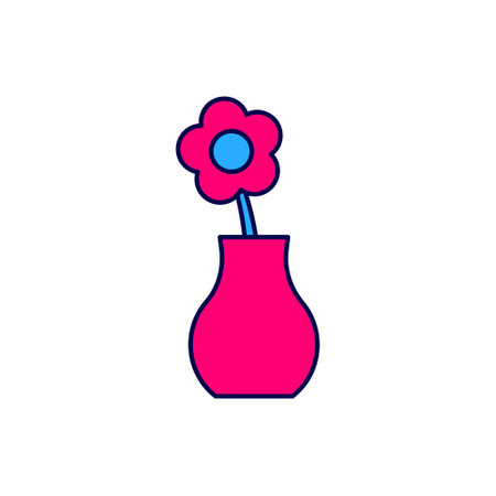 Filled outline Flower in vase icon isolated on white background. Vectorのイラスト素材