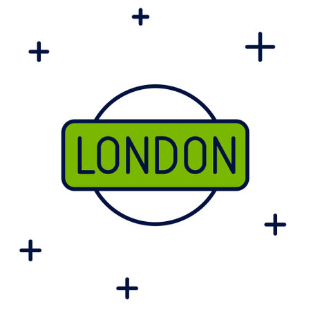 Filled outline London sign icon isolated on white background. Vectorのイラスト素材