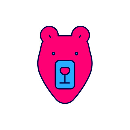 Filled outline Bear head icon isolated on white background. Vectorのイラスト素材