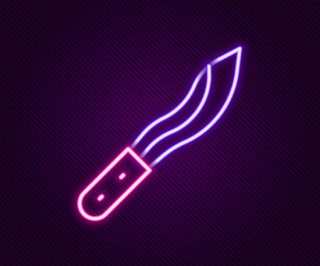 Glowing neon line Machete or big knife icon isolated on black background. Colorful outline concept. Vectorのイラスト素材