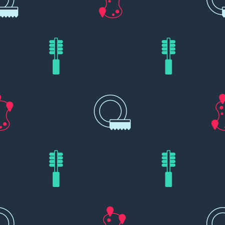 Set Sponge, Washing dishes and Toilet brush on seamless pattern. Vectorのイラスト素材