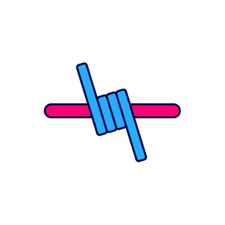 Filled outline Barbed wire icon isolated on white background. Vectorのイラスト素材