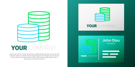 Line Coin money icon isolated on white background. Banking currency sign. Cash symbol. Colorful outline concept. Vectorのイラスト素材