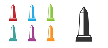 Black Obelisk of Alexandria icon isolated on white background. Stone monument. Historical monument. High pillar memorial and column. Set icons colorful. Vectorのイラスト素材