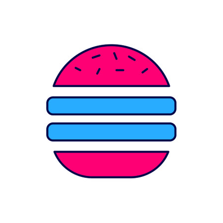 Filled outline Burger icon isolated on white background. Hamburger icon. Cheeseburger sandwich sign. Fast food menu. Vectorのイラスト素材