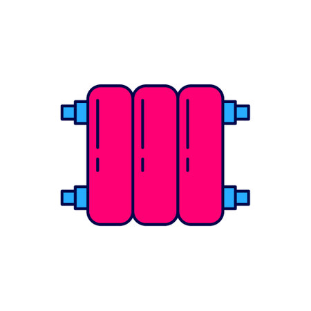 Filled outline Heating radiator icon isolated on white background. Vectorのイラスト素材