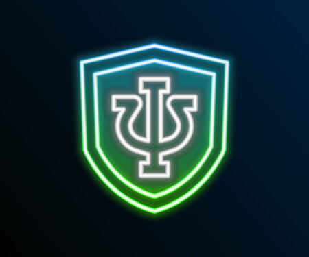 Glowing neon line Psychology icon isolated on black background. Psi symbol. Mental health concept, psychoanalysis analysis and psychotherapy. Colorful outline concept. Vectorのイラスト素材