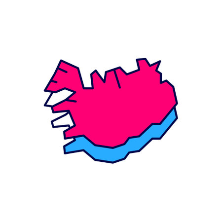 Filled outline Map of Iceland icon isolated on white background. Vectorのイラスト素材