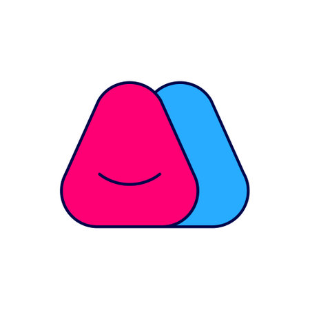 Filled outline Pouf icon isolated on white background. Soft chair. Bag for the seat. Comfortable furniture armchair. Vectorのイラスト素材