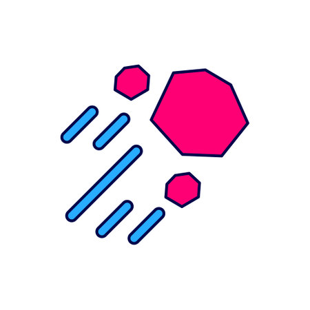 Filled outline Flying stone icon isolated on white background. Vectorのイラスト素材