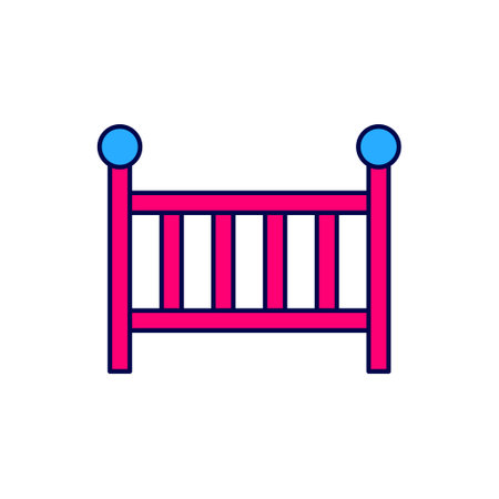 Filled outline Baby crib cradle bed icon isolated on white background. Vectorのイラスト素材