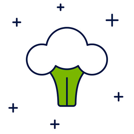 Filled outline Broccoli icon isolated on white background. Vectorのイラスト素材