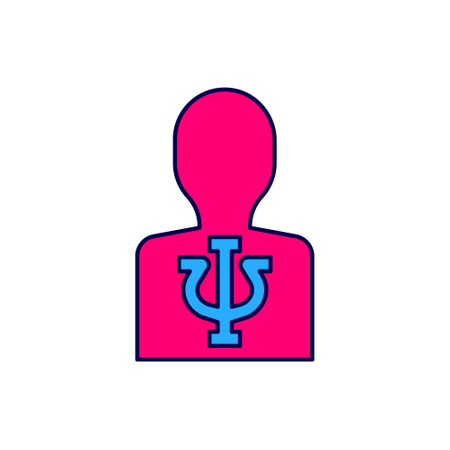 Filled outline Psychology icon isolated on white background. Psi symbol. Mental health concept, psychoanalysis analysis and psychotherapy. Vectorのイラスト素材