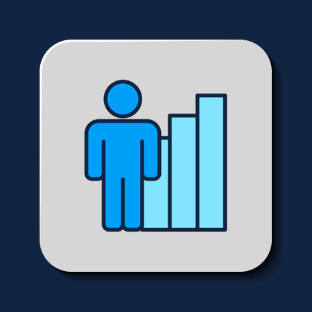 Filled outline Productive human icon isolated on blue background. Idea work, success, productivity, vision and efficiency concept. Vectorのイラスト素材