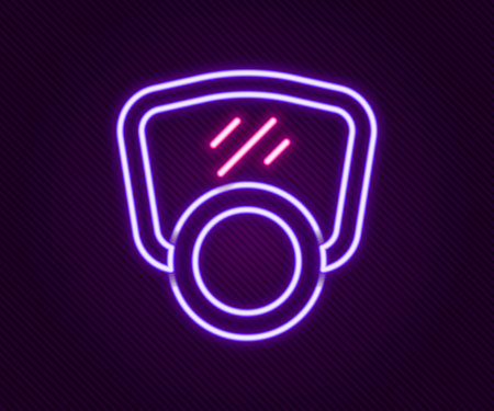 Glowing neon line Gas mask icon isolated on black background. Respirator sign. Colorful outline concept. Vectorのイラスト素材