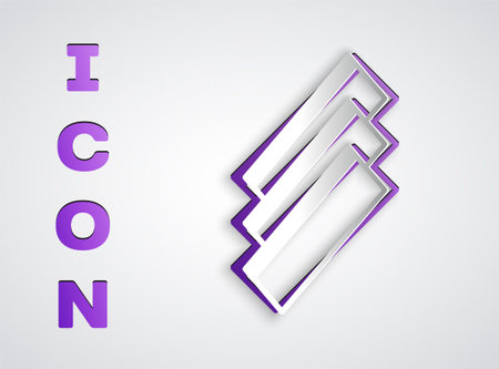 Paper cut Cigarette rolling papers pack icon isolated on grey background. Paper art style. Vectorのイラスト素材