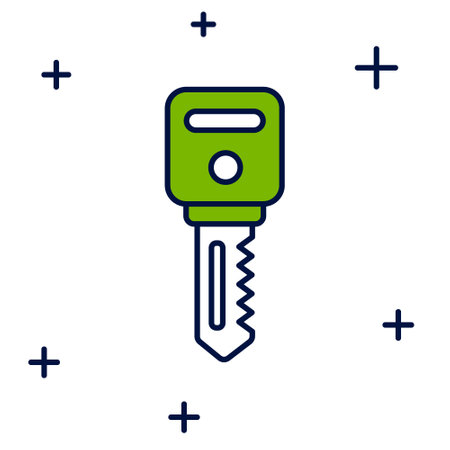Filled outline House key icon isolated on white background. Vectorのイラスト素材