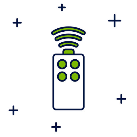 Filled outline Remote control for the camera icon isolated on white background. An auxiliary device...