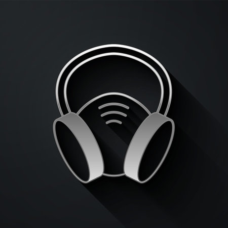 Silver Gas mask icon isolated on black background. Respirator sign. Long shadow style. Vectorのイラスト素材
