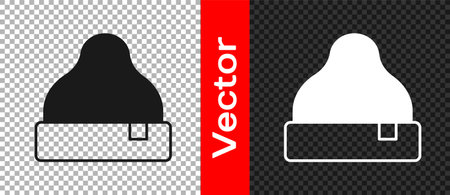 Black Beanie hat icon isolated on transparent background. Vectorのイラスト素材