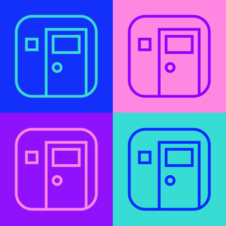 Pop art line School classroom icon isolated on color background. Back to school concept. Vectorのイラスト素材