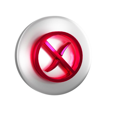 Red Anti worms parasite icon isolated on transparent background. Silver circle button.の写真素材
