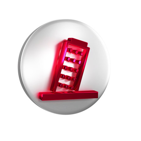 Red Leaning Tower in Pisa icon isolated on transparent background. Italy symbol. Silver circle button.の写真素材