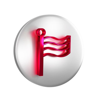Red Flag Of Egypt icon isolated on transparent background. Silver circle button.の写真素材