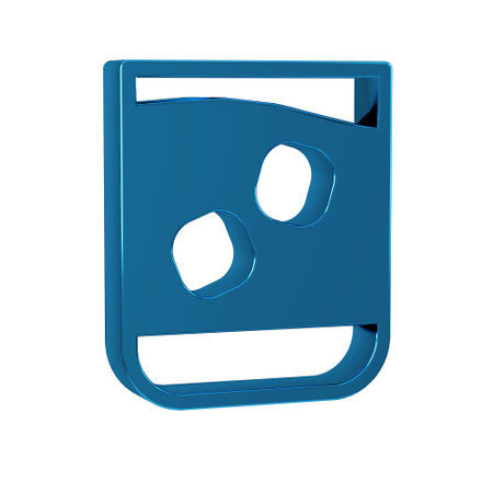 Blue Glass of whiskey and ice cubes icon isolated on transparent background.