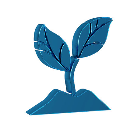 Blue Plant icon isolated on transparent background. Seed and seedling. Leaves sign. Leaf nature.の写真素材