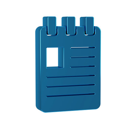 Blue Notebook icon isolated on transparent background. Spiral notepad icon. School notebook. Writing pad. Diary for school.の写真素材