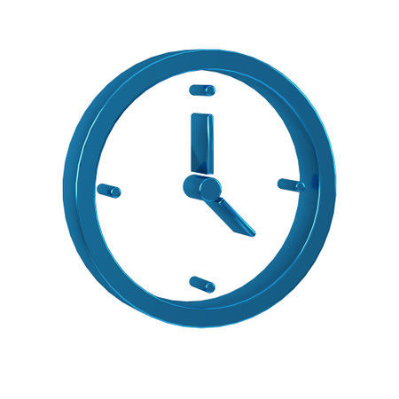 Blue Clock icon isolated on transparent background. Time symbol.
