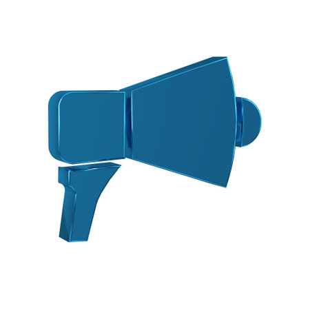 Blue Megaphone icon isolated on transparent background. Speaker sign.の写真素材
