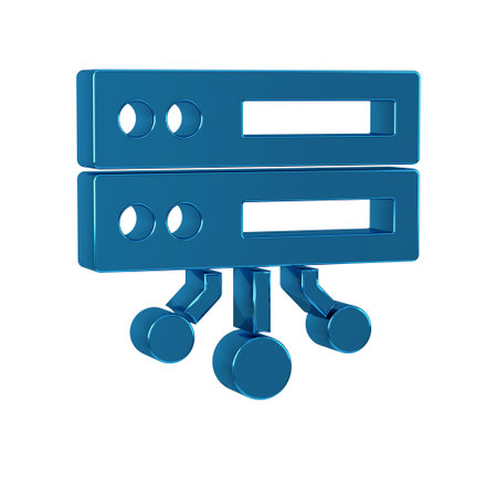 Blue Server, Data, Web Hosting icon isolated on transparent background.