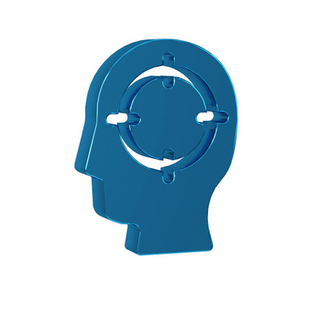Blue Head hunting icon isolated on transparent background. Business target or Employment sign. Human resource and recruitment for business.の写真素材