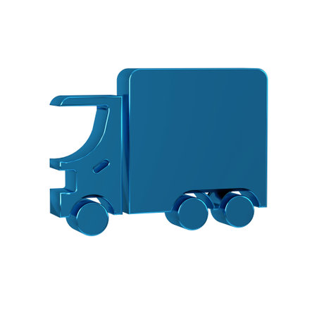 Blue Delivery cargo truck vehicle icon isolated on transparent background.の写真素材