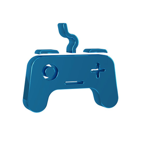 Blue Gamepad icon isolated on transparent background. Game controller.の写真素材