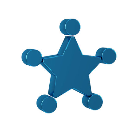 Blue Hexagram sheriff icon isolated on transparent background. Police badge icon.の写真素材
