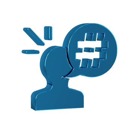 Blue Protest icon isolated on transparent background. Meeting, protester, picket, speech, protest placard.の写真素材