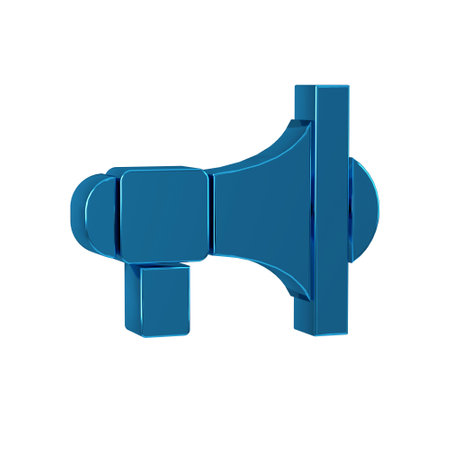 Blue Megaphone icon isolated on transparent background. Speaker sign.の写真素材