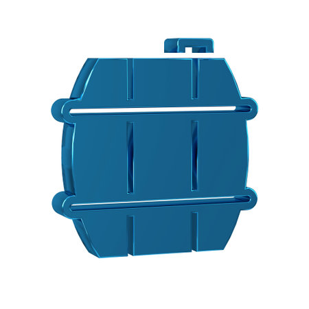 Blue Wooden barrel for wine icon isolated on transparent background.の写真素材