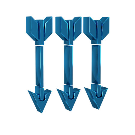 Blue Crossed arrows icon isolated on transparent background.の写真素材