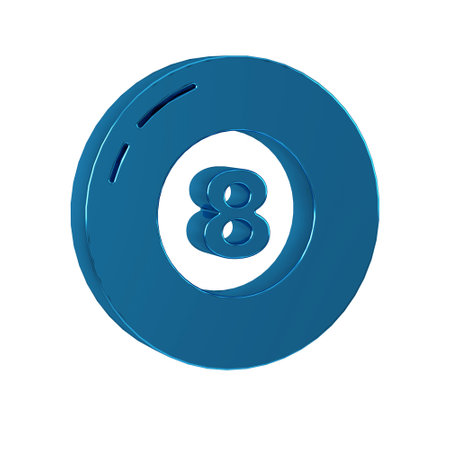 Blue Billiard pool snooker ball icon isolated on transparent background.