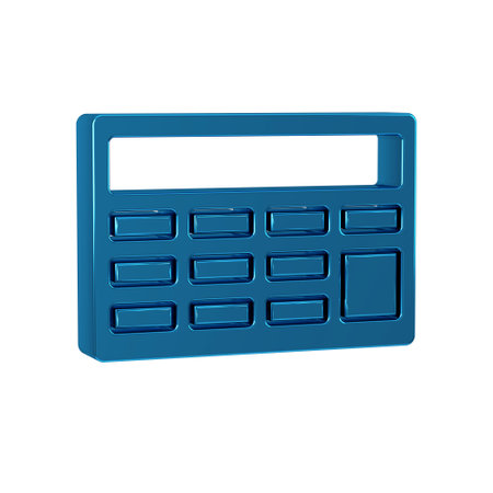 Blue Calculator icon isolated on transparent background. Accounting symbol. Business calculations...