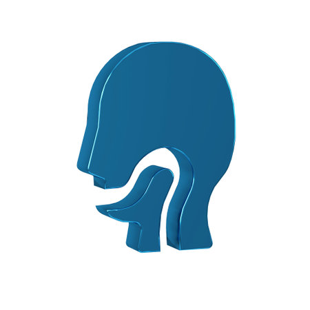Blue Sore throat icon isolated on transparent background. Pain in throat. Flu, grippe, influenza, angina. Healthcare and medical.の写真素材