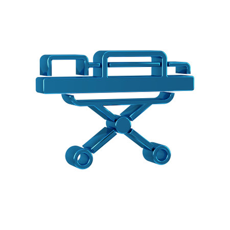 Blue Stretcher icon isolated on transparent background. Patient hospital medical stretcher.の写真素材