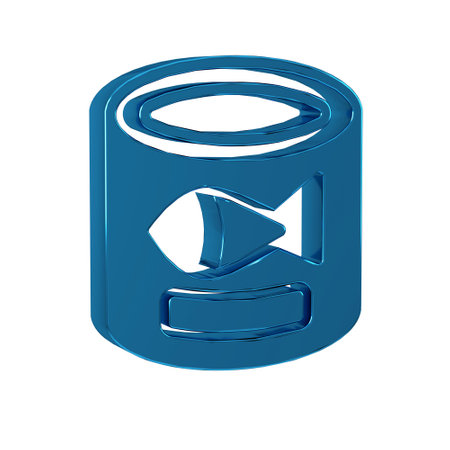 Blue Canned fish icon isolated on transparent background.の写真素材