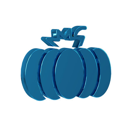 Blue Pumpkin icon isolated on transparent background. Happy Halloween party.の写真素材