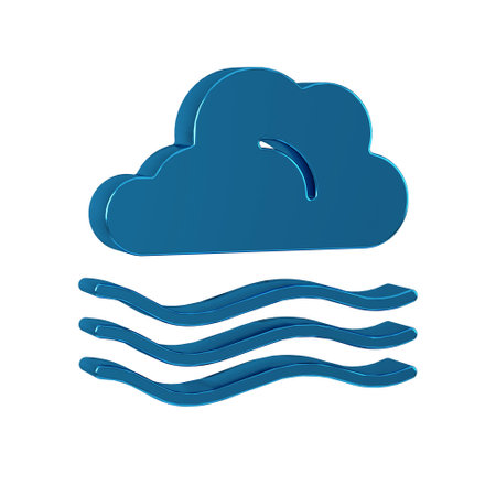 Blue Windy weather icon isolated on transparent background. Cloud and wind.の写真素材