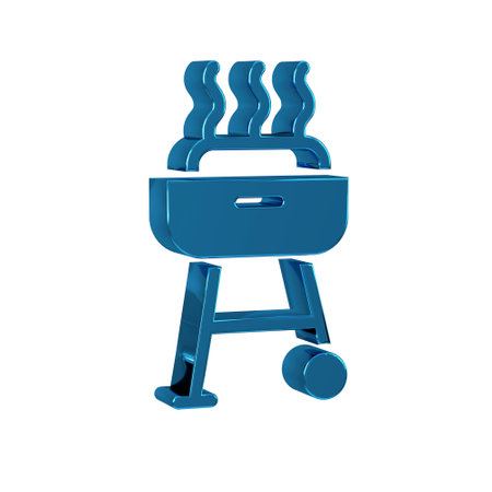 Blue Barbecue grill icon isolated on transparent background. BBQ grill party.の写真素材
